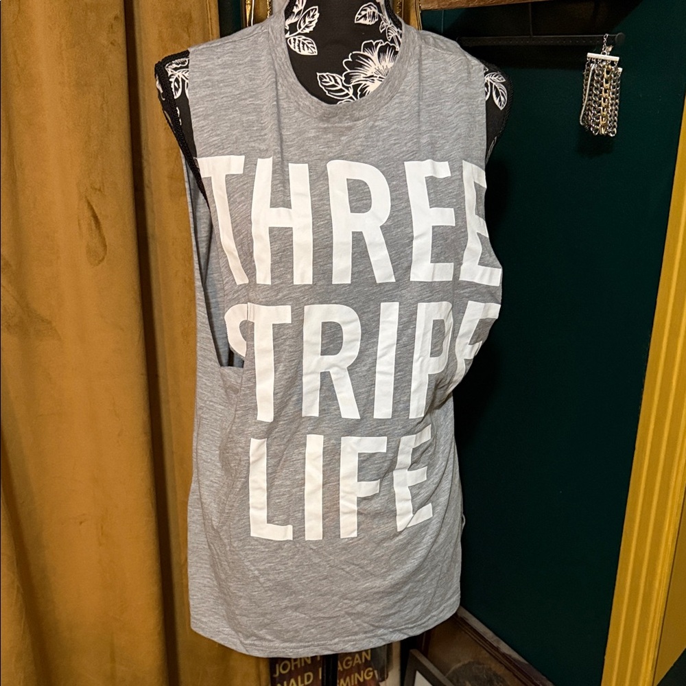 adidas Gray Muscle Tee - Three Stripe Life